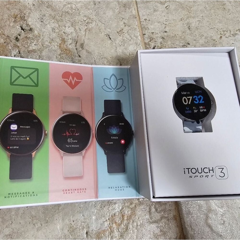 ITOUCH‎ SPORT 3 NEW Light Gray Camo Smart Watch - Picture 3 of 5